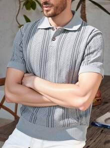 Manfinity Homme Men's Summer Casual Short Sleeve Knit Top Old Money Aesthetic