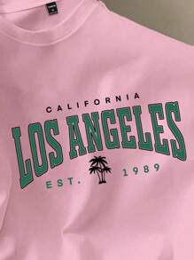 Manfinity Joysei Men's Letter Print Pink T-Shirt, Suitable For Summer - Pink - View 2