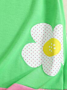Girls' Casual Comfortable Polka Dot & Petal Pattern Patchwork Round Neck Short Sleeve Dress - Multicolor - View 6