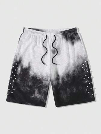 Street Life Men's Street Life Loose Fit Splash-Dyed Pearl Embellished Shorts