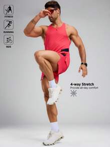 Manfinity Sport Polished 男士几何印花圆领背心和短裤两件套运动服套装