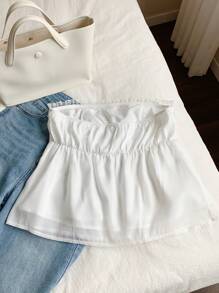 Comfortcana 女士简约、浪漫、优雅蕾丝边短款吊带背心，夏季 - 白色 - 查看 2