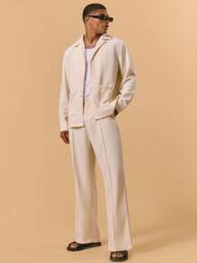 Musero Long Sleeve Button Through Pleated Shirt Front Pocket Detailing Spring Summer Vacation Holiday Beach - Apricot - View 5