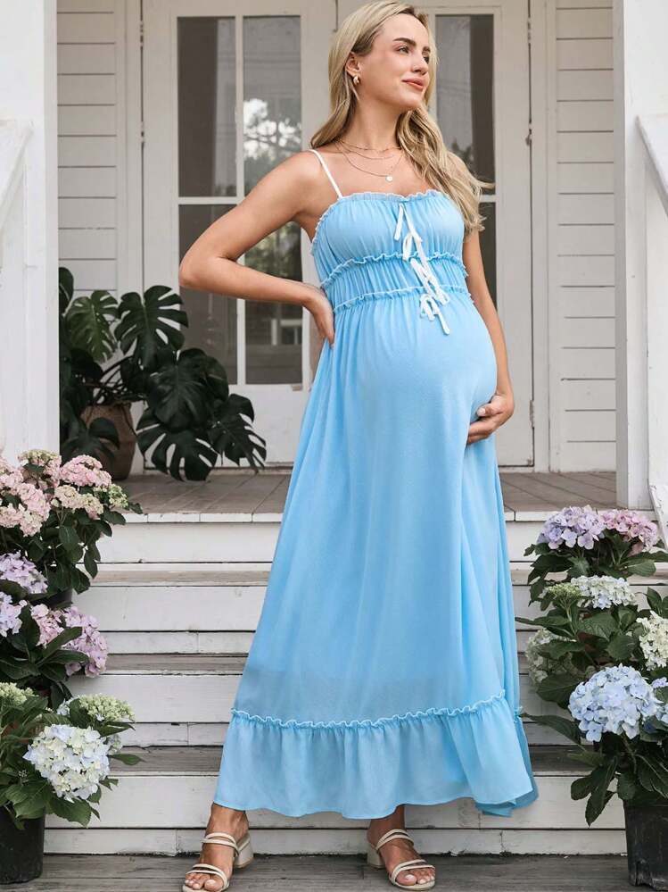 birthday dress for pregnant women SHEIN Elegant Sky Blue Summer Maternity Dress,Sleeveless Solid Color Fairycore Outfits Women,Tea Party Baby Shower Vacation Dresses Size:FR 54 Custom orders are welcome. desk2dinner BHLDN Madeline Sleeveless V-Neck