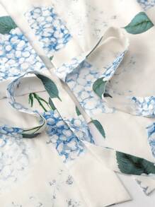 Irokai 女士日式传统花卉印花浴衣，适合夏季节日 - 淺藍色 - 查看 6