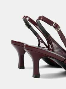 CUCCOO HITCHD 女士刺绣蕾丝尖头猫跟中跟优雅浪漫酒红色网纱蕾丝高跟凉鞋，伴娘礼服鞋，婚礼、派对、万圣节 - 酒紅色 - 查看 10