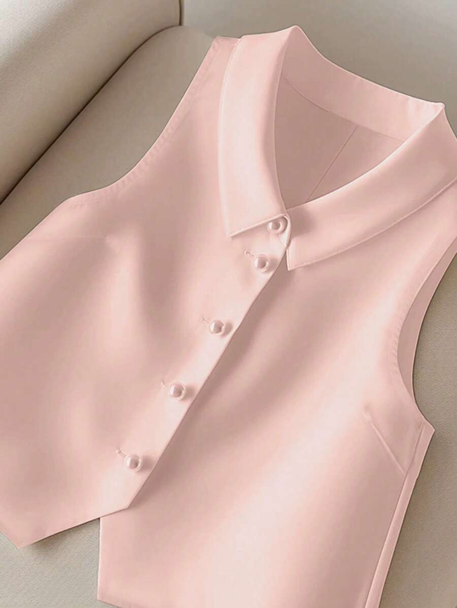 INAWLY Solva Women's Solid Color Minimalist Sleeveless Blouse, Everyday Wear