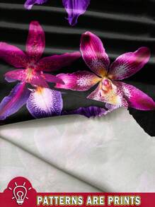 SHEIN BAE 2pcs/Set Women Floral Print Tube Top And Mini Skirt Elegant Outfit - Black - View 3