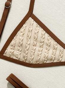 Swim Vcay Bộ đồ bơi bikini gợi cảm dây mảnh mùa hè Swim Mod dành cho nữ, đồ bơi bó sát thường ngày vải kết cấu tương phản 2 mảnh - Nhiều màu - Xem 5