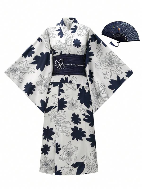 Irokai Áo choàng kimono truyền thống Nhật Bản in họa tiết cho nữ, dành cho lễ hội mùa hè