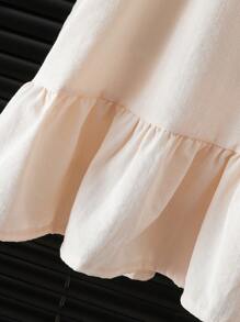 Elladie kids 女童夏季新款优雅纯色宽松休闲度假风吊带连衣裙象牙色童装连衣裙小女孩米色连衣裙奶油色连衣裙女童蝴蝶结连衣裙象牙色连衣裙女童夏季假日 - 杏色 - 查看 5