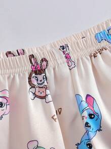 Bộ đồ ngủ cardigan và quần short vải lụa giả in hình quái vật cho bé gái tuổi mới lớn, đồ ngủ chống cháy Kawaii, đồ ngủ hoạt hình thời trang trở lại trường - Nhiều màu - Xem 7