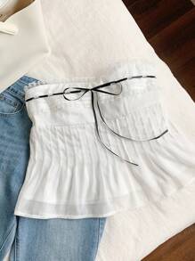 Comfortcana 女士简约、浪漫、优雅蕾丝边短款吊带背心，夏季 - 白色 - 查看 5