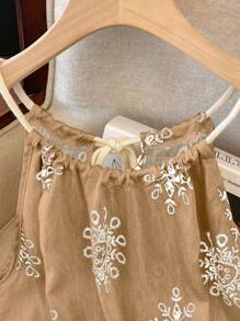 SHEIN Women Geometric Print Spaghetti Strap Tank Top, Casual For Summer - Brown - View 3