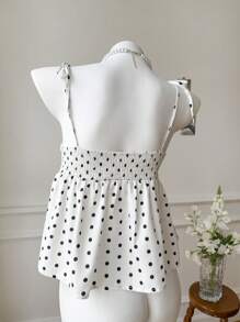 Comfortcana 女士白色编织圆点吊带背心 - 白色 - 查看 2