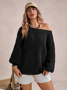 Freevana Plus Size Spring Summer Autumn Winter Bowknot Tie Design Cute Elegant Warm Comfortable Ballet Style Oversize Off-Shoulder Slimming Ladies Sweaterbusiness Casual Woman, Holiday Outfits, Country Sweater Tops