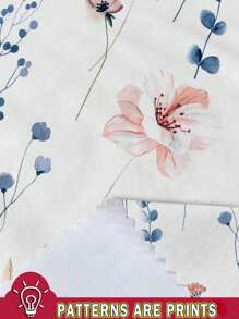 SHEIN LUNE Áo sơ mi cổ tròn in hoa cỡ lớn cho nữ, thường ngày cho mùa hè - Nhiều màu - Xem 7