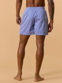 Musero Men Checkered Print Swim Short Elasticated Drawstring Waistband Spring, Summer, Holiday, Vacation - Multicolor - View 4