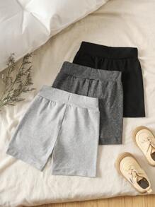3pcs/Set Girls' Casual & Comfortable Letter Print Colorful Sports Shorts - Multicolor - View 2