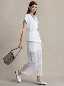 Briarwyn Women's Solid Color Overlap V-Neck Batwing Short Sleeve Lightweight Jacket Summer Fall Women Clothes Old Money Clothes Business Casual Woman All White Party Women Going Out Tops Women