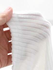 DAZY Lace Patchwork Solid V-Neck Ribbed Fitted Women Long Sleeve T-Shirt - White - View 8