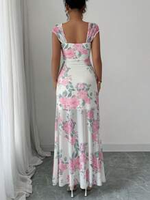 Selianne 女式花卉印花荷叶边修身优雅连衣裙