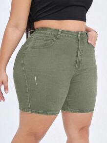 EMERY ROSE Plus Size Denim Stretchy Knit Sexy Cycling Shorts Elegant