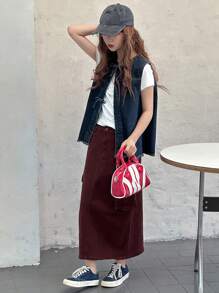 Dazy Kids Teens' Sleeveless Denim Jacket, Fall Wear - Blue - View 2