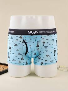 4件套青少年吉他印花平角内裤 - 彩色 - 查看 4