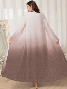 Al Najma 女士渐变色波尔卡圆点印花长袖阿拉伯长袍罩衫