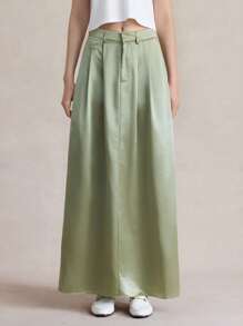 Saia Longa Feminina de Verão Maxissaia Solta com Estampa Sólida Briarwyn, Looks de Férias Femininos, Looks do Orgulho Feminino, Looks de Férias na Praia Femininos, Looks de Aniversário Femininos, Looks de Balada Femininos, Maxissaia Verão Feminina Sexy e Volumosa, Maxissaia Longa Feminina para Convidado de Casamento, Maxissaia Longa Feminina para Sair, Estilo Clássico e Elegante Y2K, Estilo Dinheiro Antigo Feminino - Verde - Visão 2