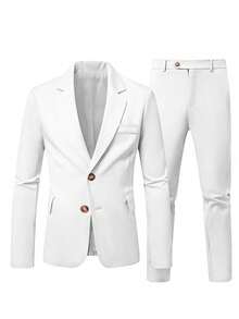 Calvornis Bộ vest nam màu trơn và quần âu - trắng - Xem 4