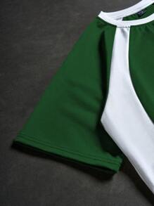 Manfinity Streetrush Set de 2 piezas de camiseta y shorts casuales de verano de hombre con bloques de color