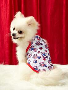 PETSIN Independence Day Vest With Dog Paw Print & Star-Stripe Pattern - Universal For Cats And Dogs - Multicolor - View 5