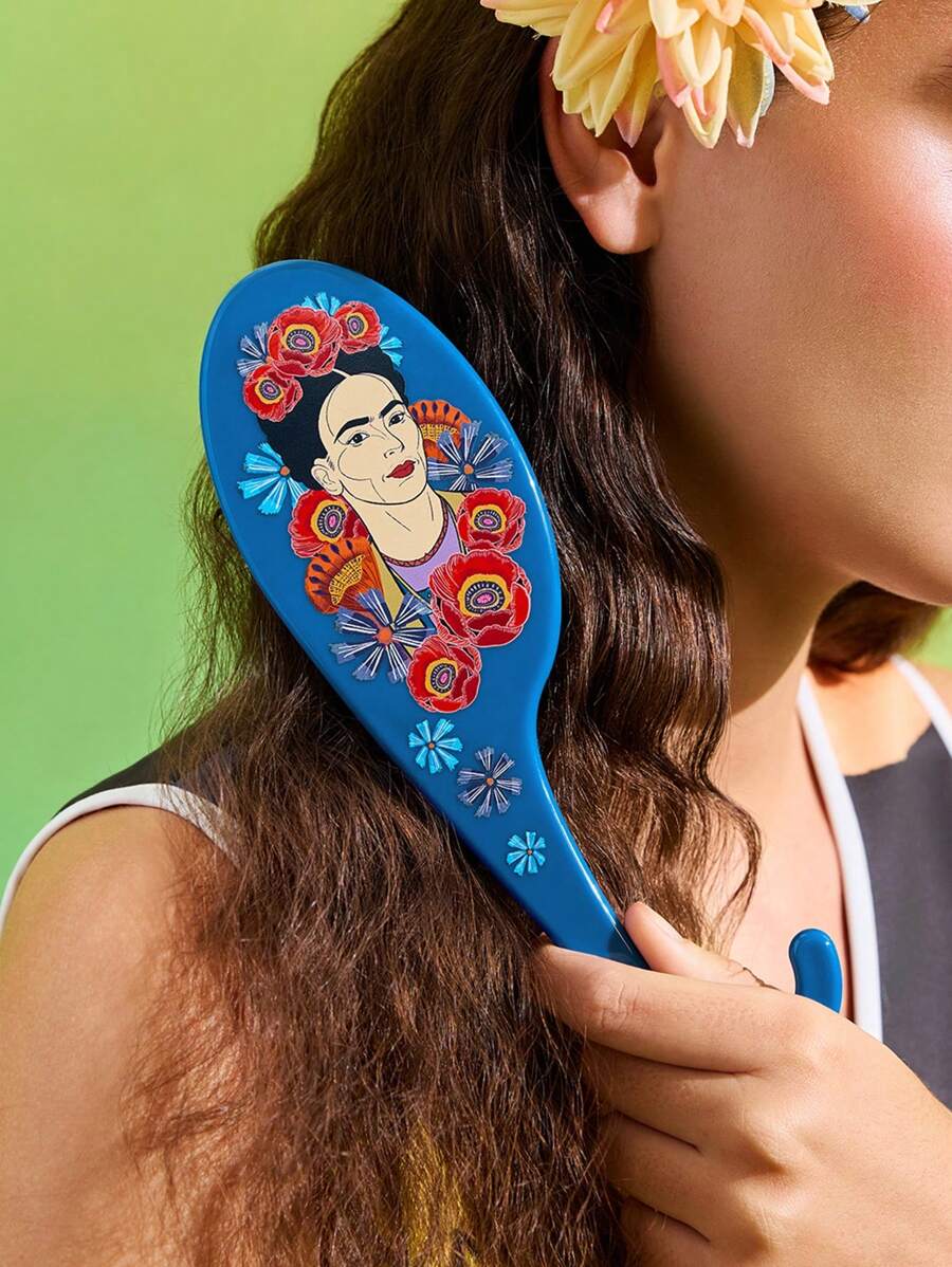 Frida Kahlo X SHEIN 1pc Figure Graphic Hangable Air Cushion Comb To Unclog Hair And Massage Scalp,Artistic, Elegant