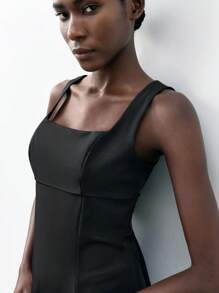 Maija Black Backless Bow Design Hollow Out Minimalist Tank Top For Women, Simple & Elegant, Comfortable & Versatile, Suitable For Summer Daily Wear, Slimming - Black - View 5