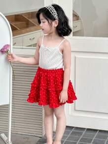 Dazy Kids Young Girls Ditsy Floral Knitted Top, Young Girl Autumn Clothing - White - View 4