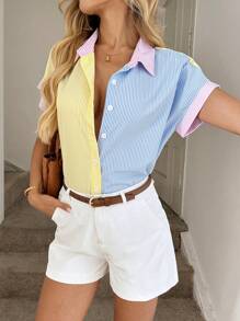Easowa Camicia a righe con manica a pipistrello