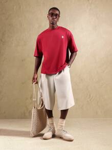 SUMWON Streetwear Signature Collection Oversized Basic T-Shirt Casual Urban Everyday Essential Men Tee Minimalist Design Summer Apparel