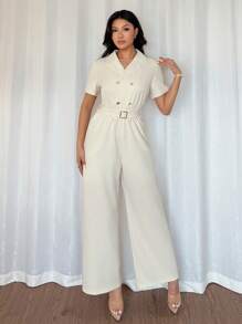 Islaluna Summer New Fashion, Foreign Style, High-End Sense Of Thinness, Suit Collar Women's Jumpsuit, Women's Elegant Jumpsuit, Summer Women's Jumpsuit