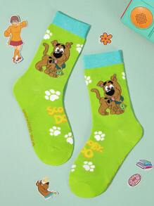 SCOOBY-DOO X SHEIN 3雙純棉可愛卡通小狗圖案兒童中筒襪，中性款，襪跟加強耐磨，四季可穿 - 彩色 - 查看 10