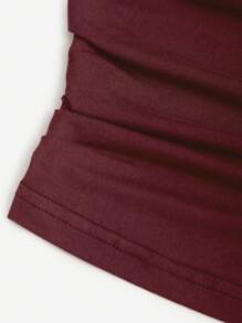 Sweetra Damen Frühlings-/Sommer-Sexy-Schlitz-Twist-Taille-Rock & Bandeau 2-teiliges Set - Bordeaux - Übersicht 8