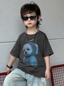 DAZY 幼儿男童圆领针织短袖T恤，夏季 - 灰色 - 查看 4