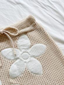 Soleia 新款镂空渐变绿针织长裙，度假风 - 卡其色 - 查看 3