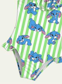 女童卡通印花连体泳衣
