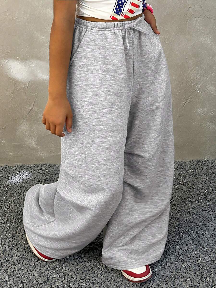 Coolane Kids Tween Girls Spring/Summer Streetwear Loose Fit Casual Street Style Sports Sweatpants Fall/Winter - Grey - View 1