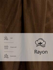 SHEIN Stylify 女士轻盈优雅简约高端休闲/度假/办公室舒适宽松纯色半透明双层面料长裙，侧开衩，口袋，交叉领带，春夏 - 棕色 - 查看 6