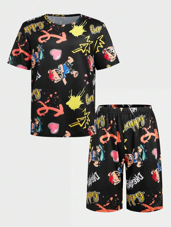 Happy Jammies Fun Cartoon Cute Mischievous Men Casual Home Suit