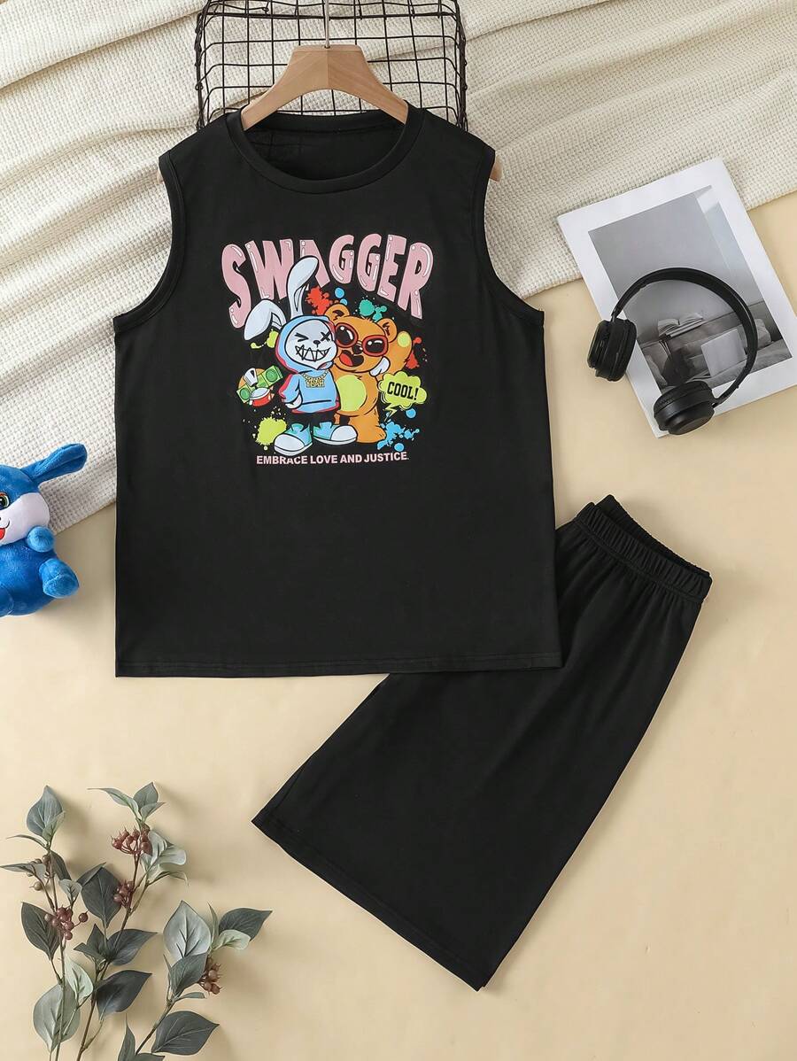 青少年男孩街头服饰可爱搞笑卡通淘气睡衣 - 彩色 - 查看 1