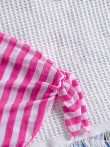 Bộ đồ bơi 3 món cho bé gái, họa tiết sọc và hoa phong cách đi biển - Màu Hồng Tươi - Xem 7